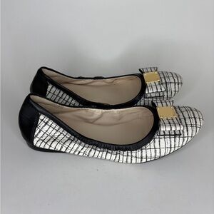 Cole Haan Grand Os Ballet Flats Shoes Women Size 7.5B White Black Leather